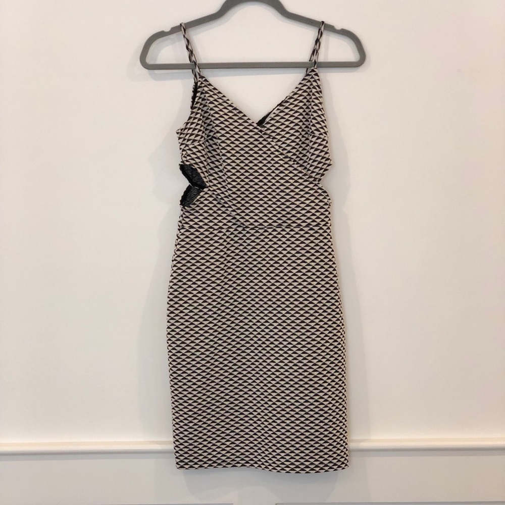 Black and white fitted dress with cut outs